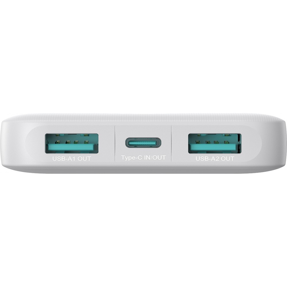 Joyroom Powerbank 3 en 1 avec capacit&eacute; de 10000mAh clean Design 2x USB-A 2.4 & 1x USB-C (In+Out) - Blanc