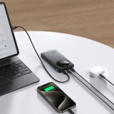 Joyroom 3 in 1 Powerbank mit 10000mAh Kapazit&auml;t clean Design 2x USB-A 2.4 & 1x USB-C (In+Out) - Schwarz