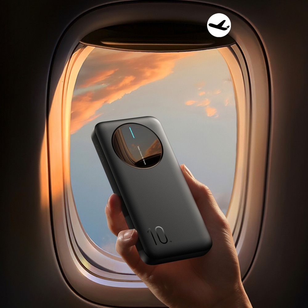 Joyroom 3 in 1 Powerbank mit 10000mAh Kapazit&auml;t clean Design 2x USB-A 2.4 & 1x USB-C (In+Out) - Schwarz