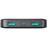 Joyroom 3 in 1 Powerbank mit 10000mAh Kapazit&auml;t clean Design 2x USB-A 2.4 & 1x USB-C (In+Out) - Schwarz