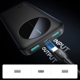 Joyroom 3 in 1 Powerbank mit 10000mAh Kapazit&auml;t clean Design 2x USB-A 2.4 & 1x USB-C (In+Out) - Schwarz
