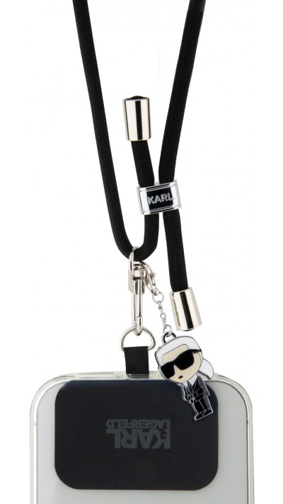 Karl Lagerfeld abnehmbares und verstellbares Lanyard mit Metallanhänger von Karl - Schwarz