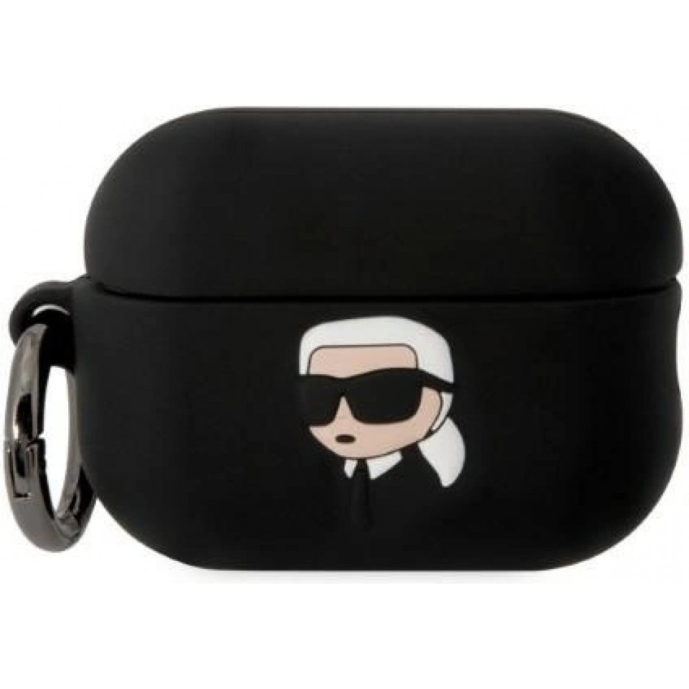 AirPods Pro / Pro 2 Case Hülle - Karl Lagerfeld Silikon 3D Kopf Karl - Schwarz