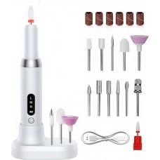 Elektrisches USB-C wiederaufladbares Maniküre-Set mit einstellbarer Geschwindigkeit und professionellem Zubehör - Weiß