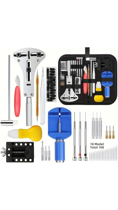 Kit outils réparation montre (147 pièces) set d'horloger complet - Noir