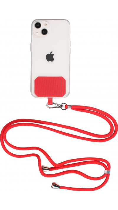 Halsband universal Zubehör Adapter für Smartphone Hüllen Handykette elegant - Rot