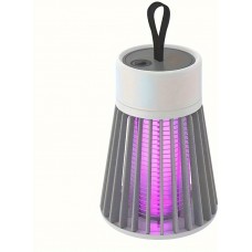 Lampe anti-moustiques LED USB rechargeable portable sans fil intérieur/extérieur avec lanière à pendre ou poser - Blanc / gris