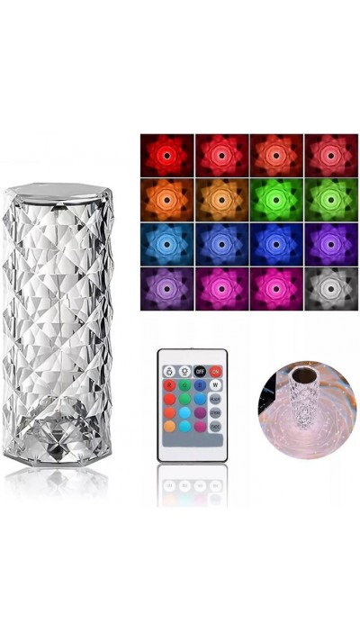 Tragbare kabellose Touch-Stimmungslampe mit Kristalleffekt Mehrfarbige LEDs 16 Farben - Kleine Version (15 cm)