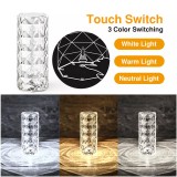 Lampe d’ambiance tactile portable sans fil effet cristal LED multicolore 16 couleurs - Grande taille (21,5 cm)