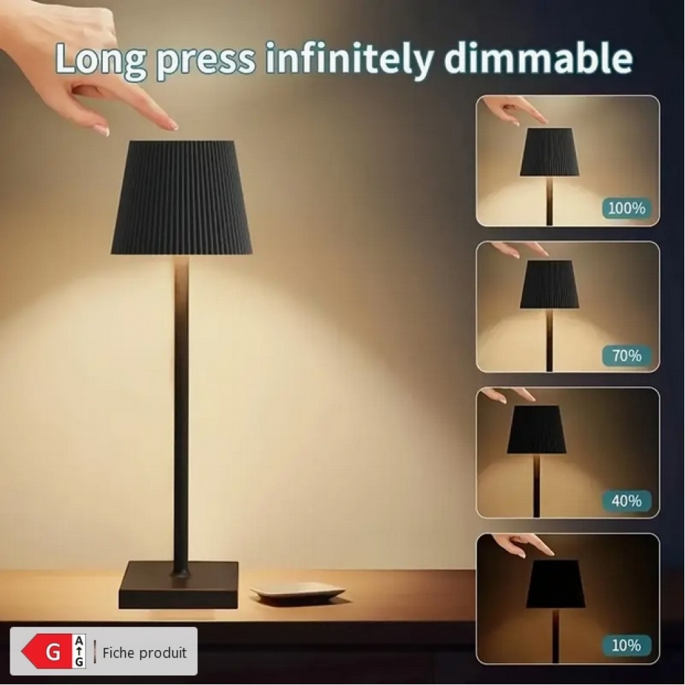 Design Tischlampe kabellos mit Touch-Steuerung - Dimmbares LED Nachtlicht - Schwarz