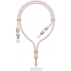 Dudao L20MAX 4-in-1 Kabelriemen USB-A / USB-C / Lightning PD QC 65W (1,5 m) - Rosa