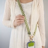 Eleganter, verstellbarer Universal-Telefonriemen aus Stoff mit falscher Perle - Gelb