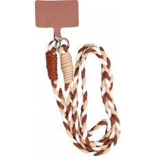 Universalriemen für Smartphones dreifarbige geflochtene Kordel aus elastischem Stoff - Braun