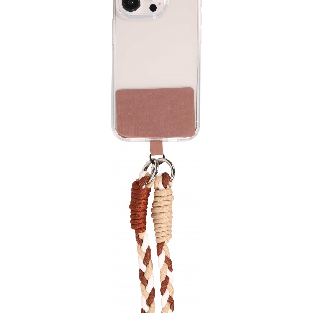 Universalriemen für Smartphones dreifarbige geflochtene Kordel aus elastischem Stoff - Braun