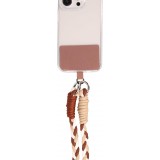 Universalriemen für Smartphones dreifarbige geflochtene Kordel aus elastischem Stoff - Braun