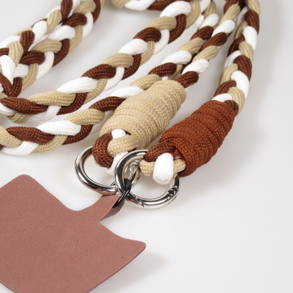 Universalriemen für Smartphones dreifarbige geflochtene Kordel aus elastischem Stoff - Braun