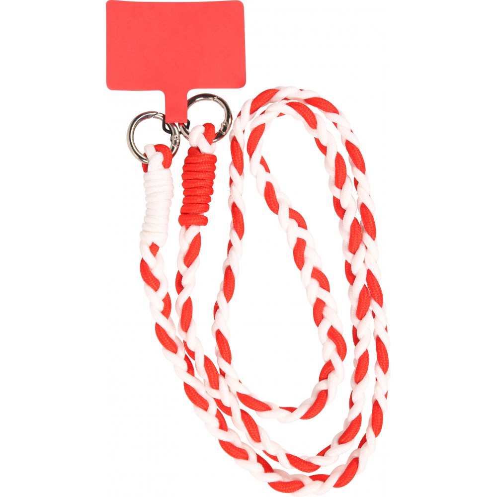 Universalriemen für Smartphones dreifarbige geflochtene Kordel aus elastischem Stoff - Rot