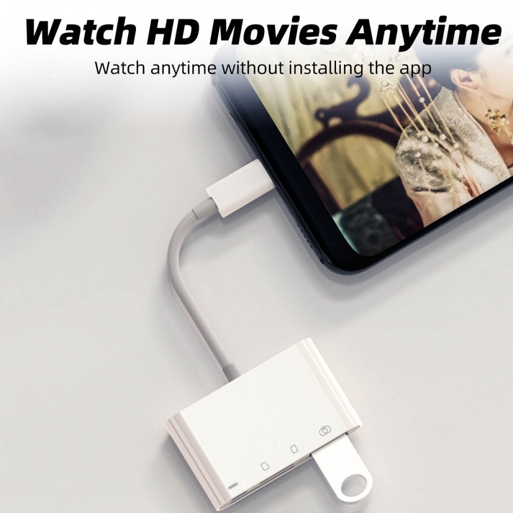 USB-C-Lesegerät für SD- & Micro-SD-Speicherkarten und USB (4 in 1) für MacBook & iPad - Weiss