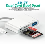 USB-C-Lesegerät für SD- & Micro-SD-Speicherkarten und USB (4 in 1) für MacBook & iPad - Weiss