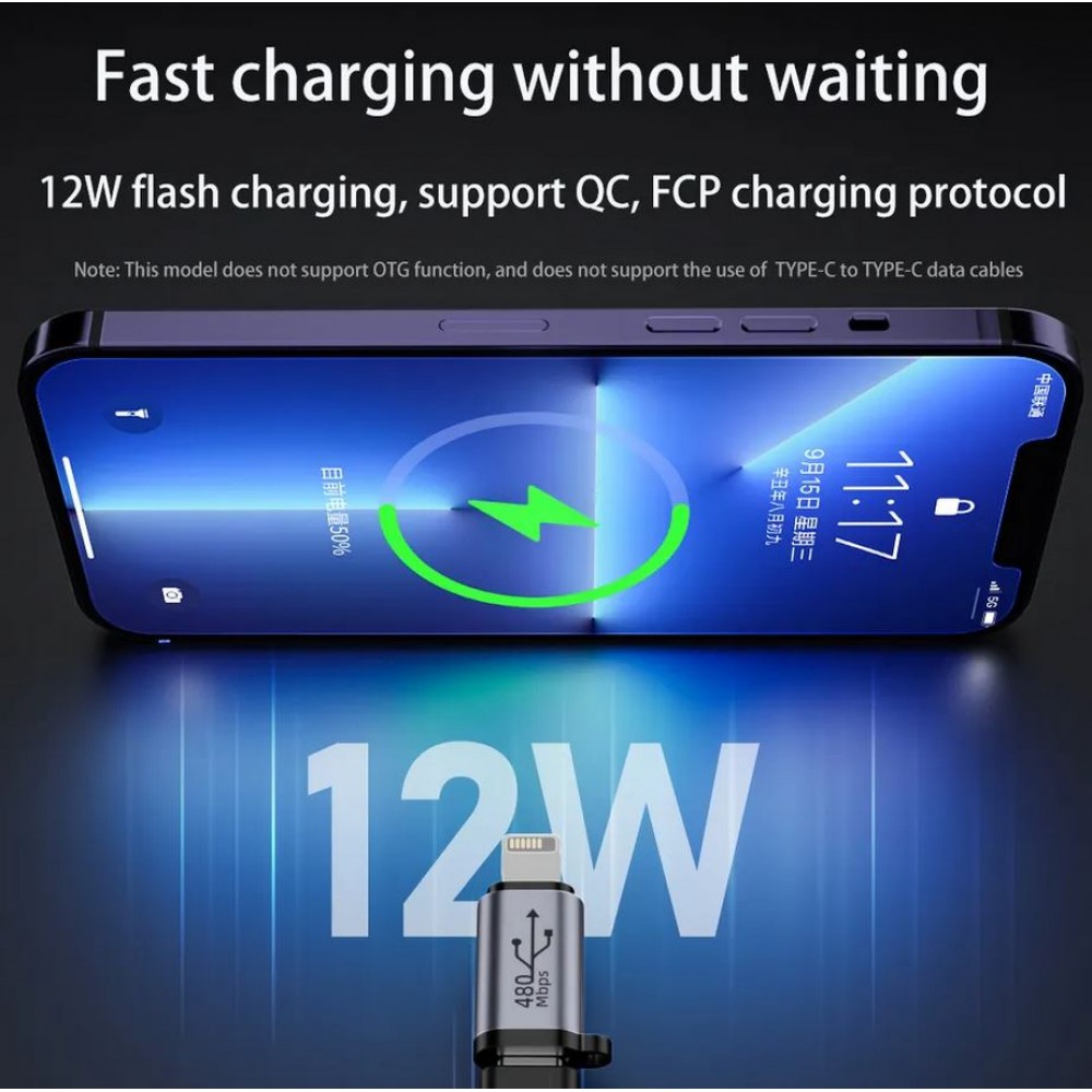 Lightning zu Micro USB - Hochwertiger Lade-Adapter Stecker Datentransfer 480Mbps Aluminium