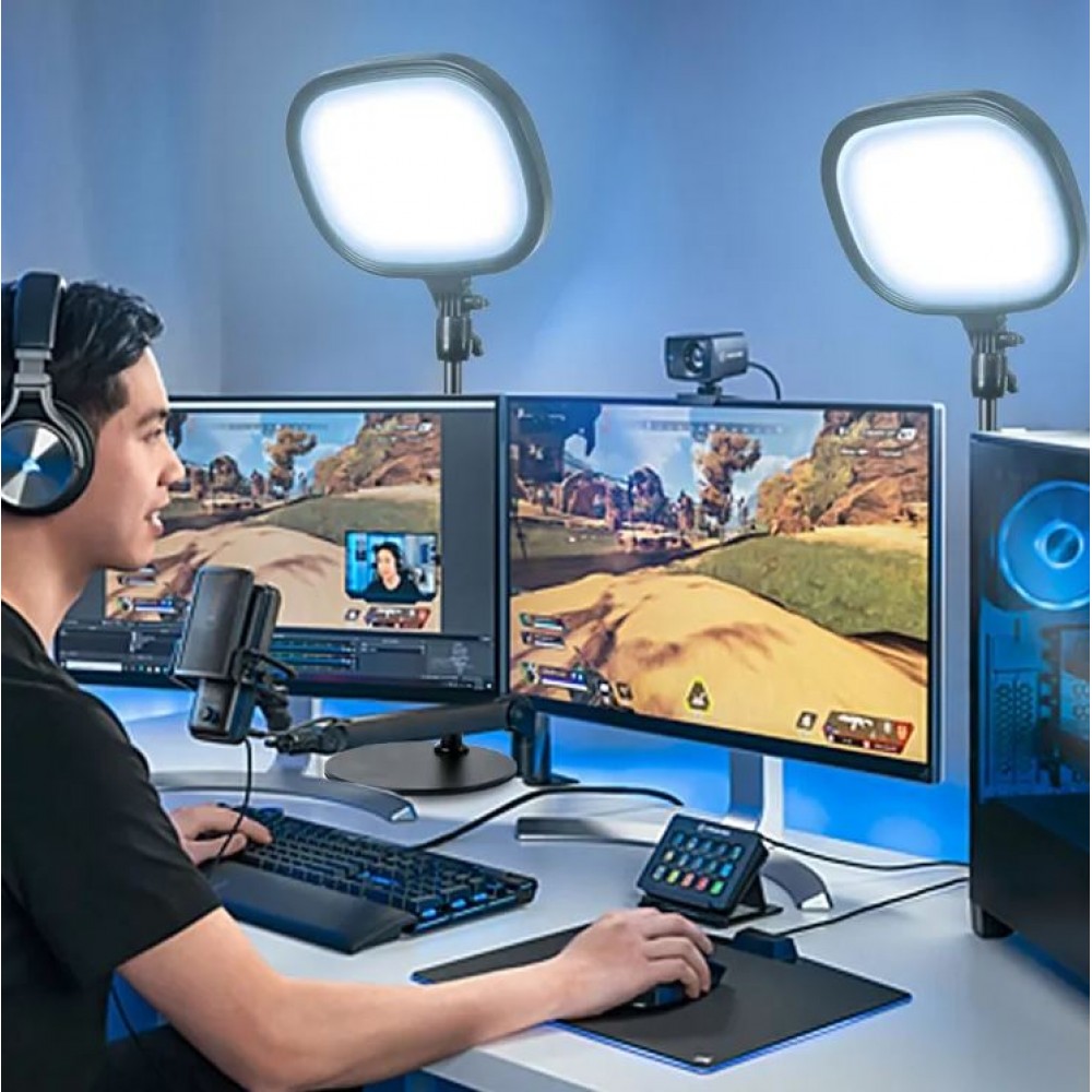 Studio Tisch-Selfie-Licht bi-color auf Standfuß für Videokonferenzen / Podcasts / YouTube Stream