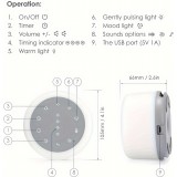 Machine &agrave; bruit blanc rechargeable avec lumi&egrave;res color&eacute;es (24 sons apaisants et minuterie) pour enfants et adultes