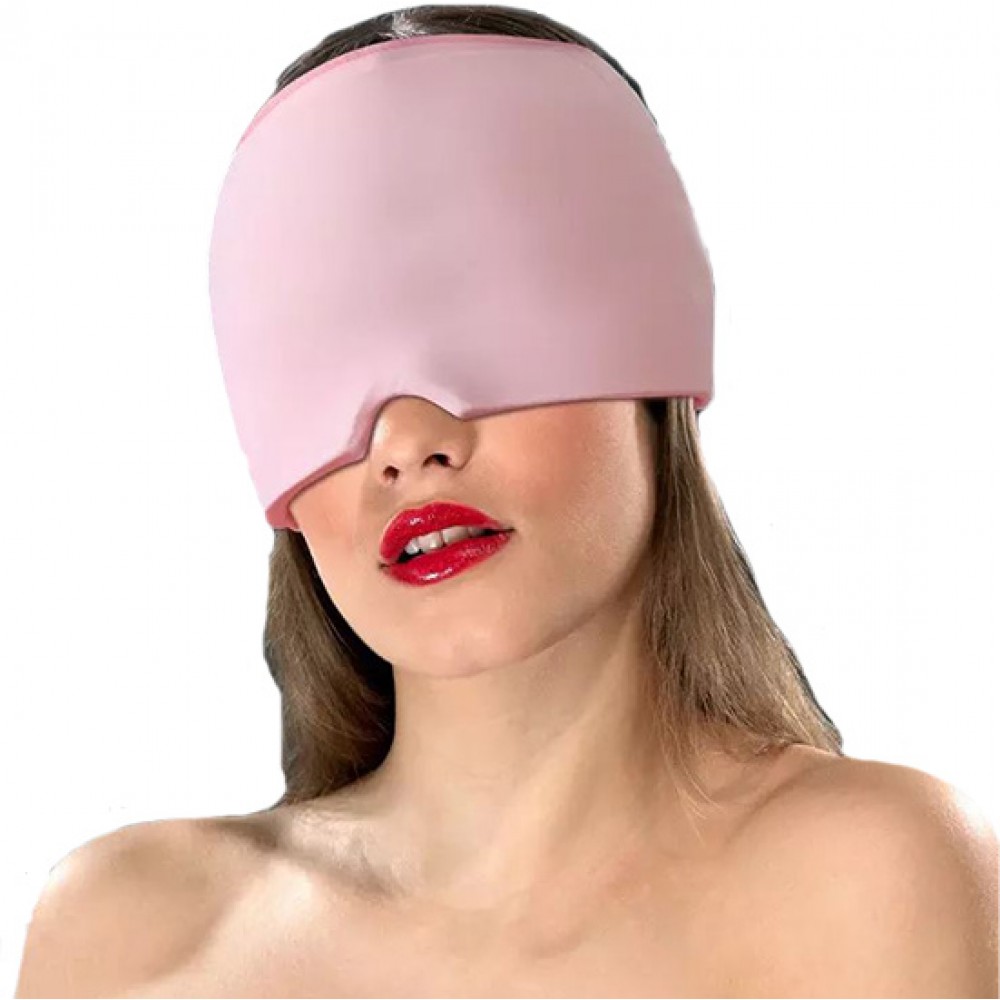 Masque / bonnet universel anti-migraine thérapie froid et chaud pour adulte - Rose