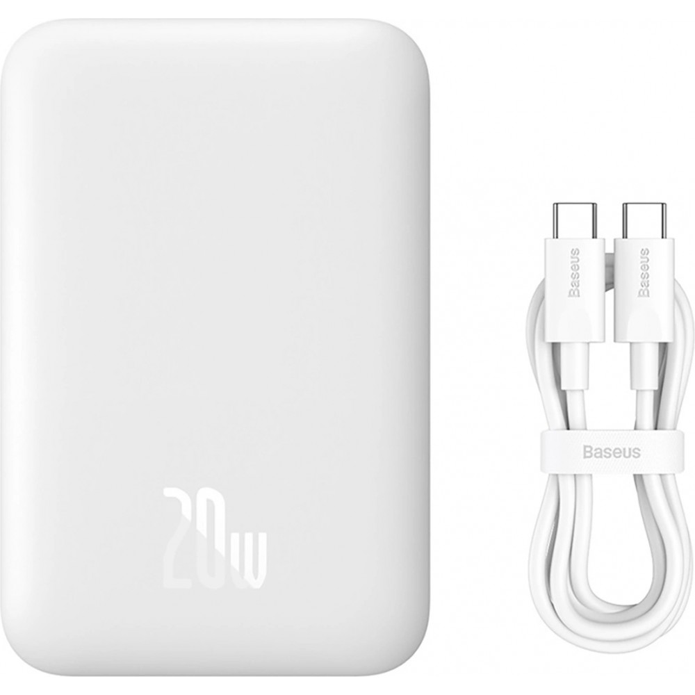 Baseus MagSafe 6000mAh Power Bank Mini Externe 20W mit USB-C Kabel - Weiss