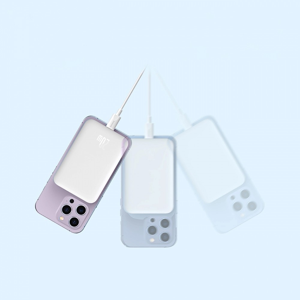 Baseus MagSafe 6000mAh Power Bank Mini Externe 20W mit USB-C Kabel - Weiss