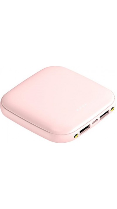 Mini batterie externe portable 20000mAh double USB avec lumière LED - Rose