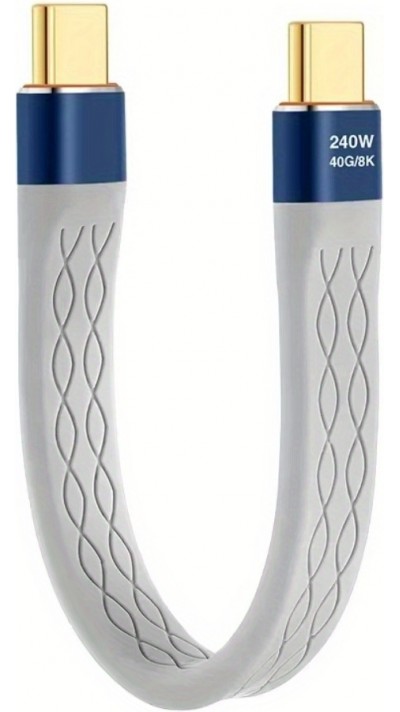 USB-C PD 240W Mini Flachkabel USB4 40 Gbps 8K@60 Hz Thunderbolt-kompatibel - Grau