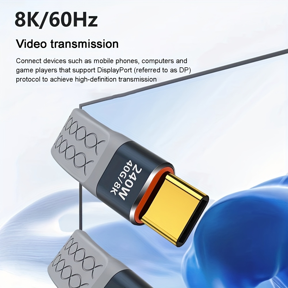 USB-C PD 240W Mini Flachkabel USB4 40 Gbps 8K@60 Hz Thunderbolt-kompatibel - Grau