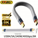USB-C PD 240W Mini Flachkabel USB4 40 Gbps 8K@60 Hz Thunderbolt-kompatibel - Grau