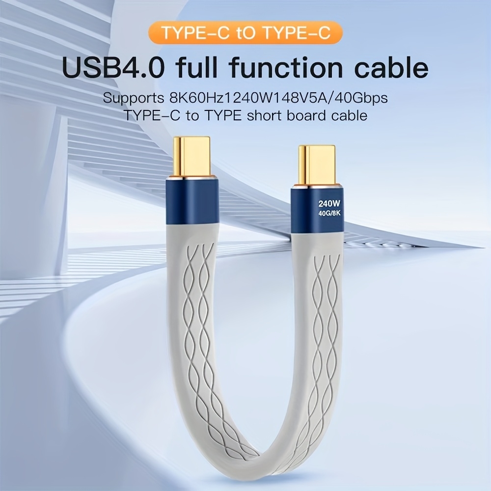 USB-C PD 240W Mini Flachkabel USB4 40 Gbps 8K@60 Hz Thunderbolt-kompatibel - Grau