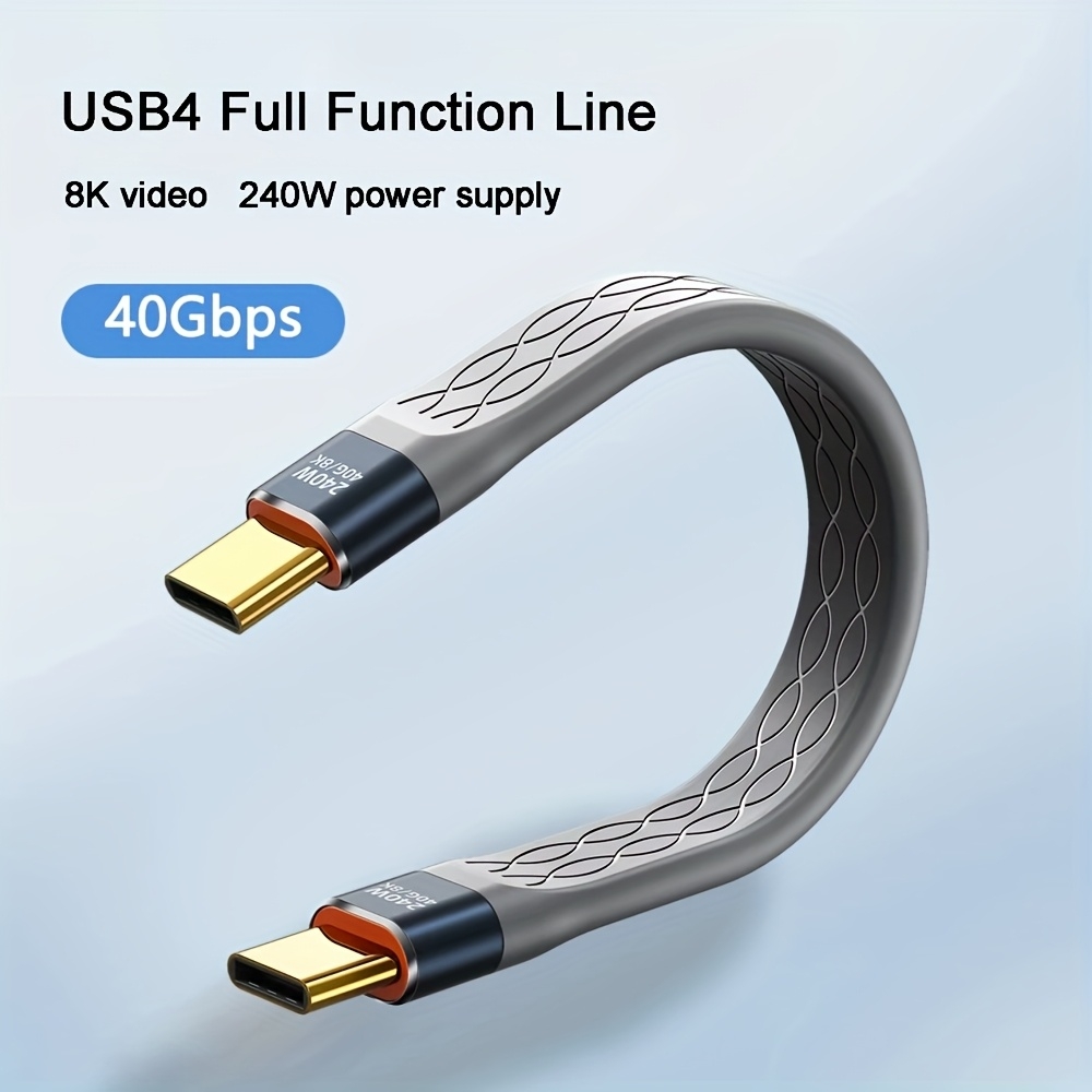 USB-C PD 240W Mini Flachkabel USB4 40 Gbps 8K@60 Hz Thunderbolt-kompatibel - Grau