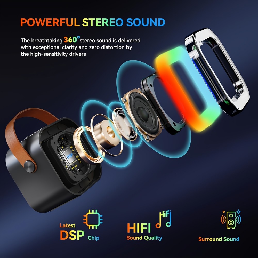 Kabellose Bluetooth Mini Karaoke Lautsprecher mit Mikrofon und LED-Lichtern (inkl. 2 Mikrofone) - Schwarz