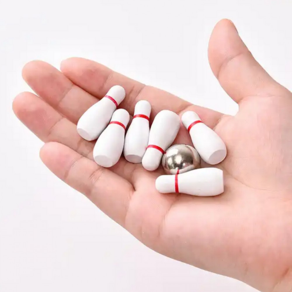 Mini Bowling Tischspiel aus Holz- Unterhaltsames Brettspiel für Familie und Kinder ab 6 Jahren