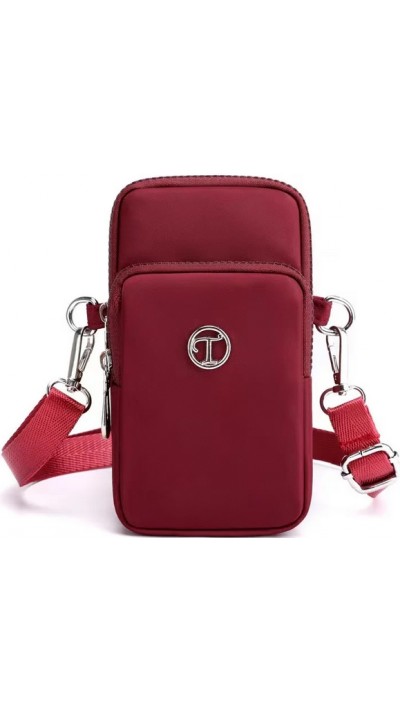 Ultraleichte Mini-Schultertasche 3 Taschen mit Reißverschluss und abnehmbarem Riemen - Bordeau