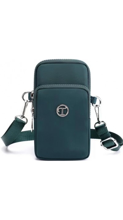 Ultraleichte Mini-Schultertasche 3 Taschen mit Reißverschluss und abnehmbarem Riemen - Grün