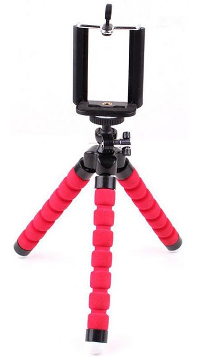 Mini Foam Octopus für Handys mit Universalclip - Rot