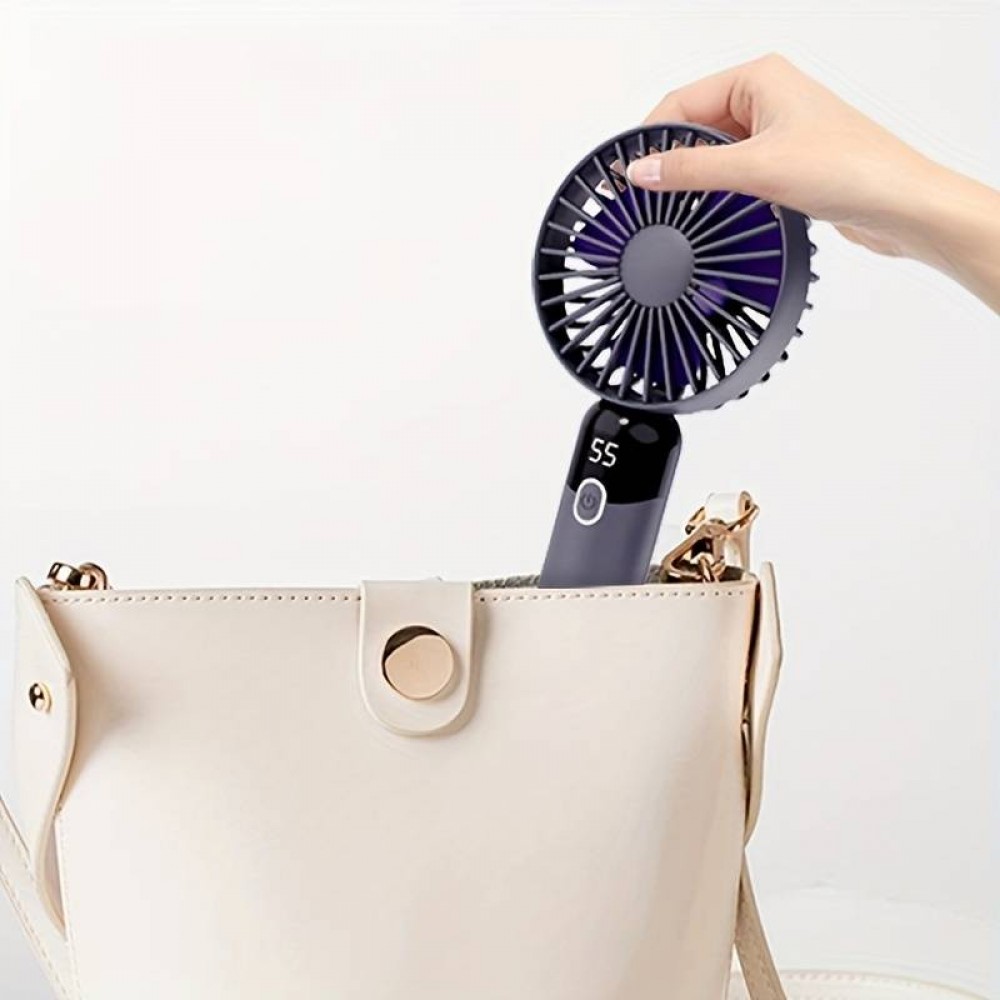 Kompakter und portabler Mini USB Ventilator mit LED Anzeige und abnehmbarer Standfuss - Schwarz