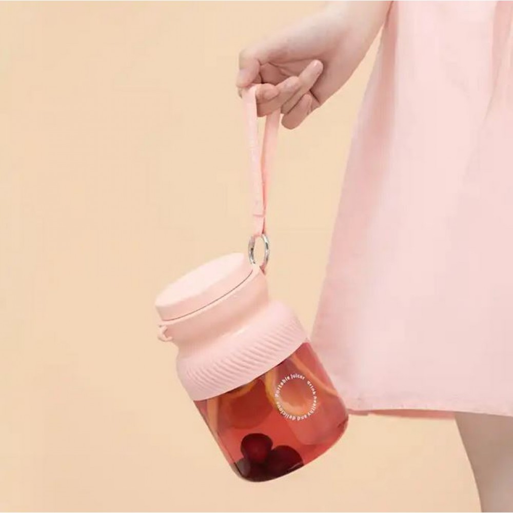 Tragbarer Akku-Mixer grosse Kapazität 1L Smoothie Maker tragbar mit Schlaufe - Rosa