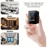 Moniteur de qualité de l'air 6 en 1 CO2/CO/PM2.5/PM10/HCHO/TVOC avec affichage LCD large - Noir