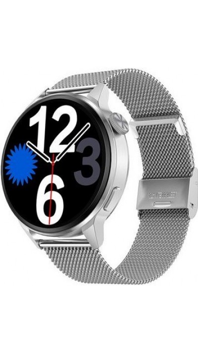 Universal Smartwatch DT4+ mit Mailänder Edelstahl Armband NFC/ECG/Schlaf - Silber
