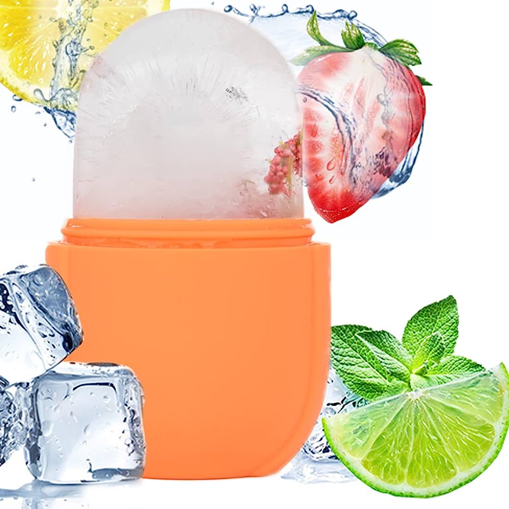 Ice face roller cryothérapie en silicone pour massage anti-âge et fatigue - Bleu clair