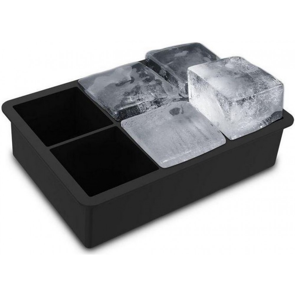 Quadratische Eiswürfel Former 5 x 5cm - Behälter für Eiswürfel Silikon - Schwarz