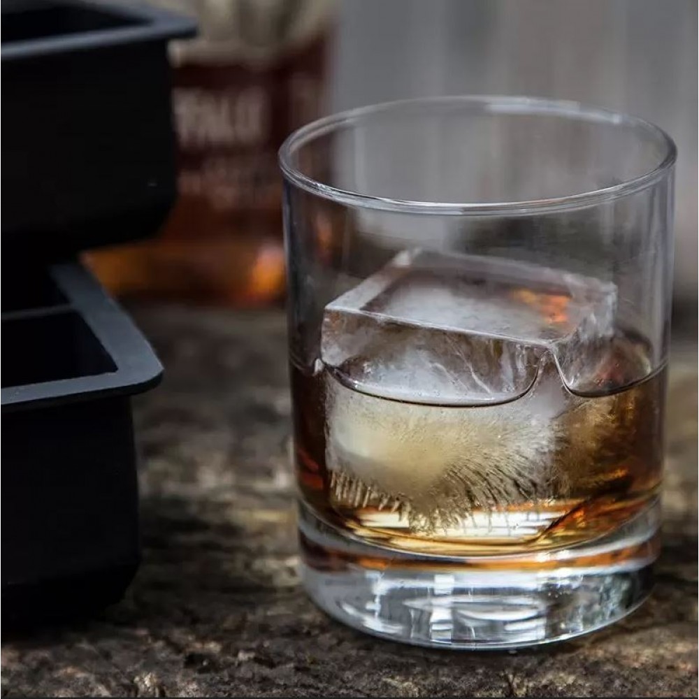 Quadratische Eiswürfel Former 5 x 5cm - Behälter für Eiswürfel Silikon - Schwarz
