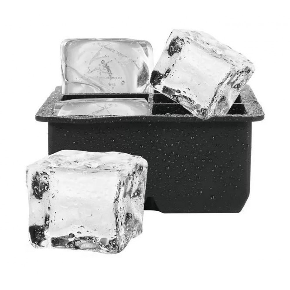 Quadratische Eiswürfel Former 5 x 5cm - Behälter für Eiswürfel Silikon - Schwarz