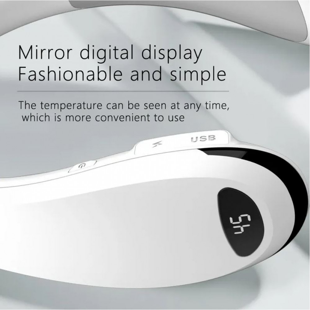 Elektronischer & kabelloser Nackenwärmer T66 - Stylisches portables Heizgerät mit Digitalanzeige - Weiss