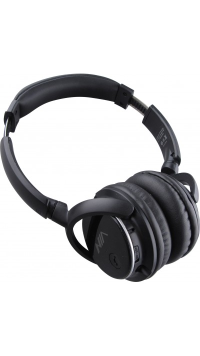 NIA Q1 Kabellose On-Ear Bluetooth Kopfhörer inkl. integriertem Mikrofon, superb 4in1 Sound Input - Schwarz